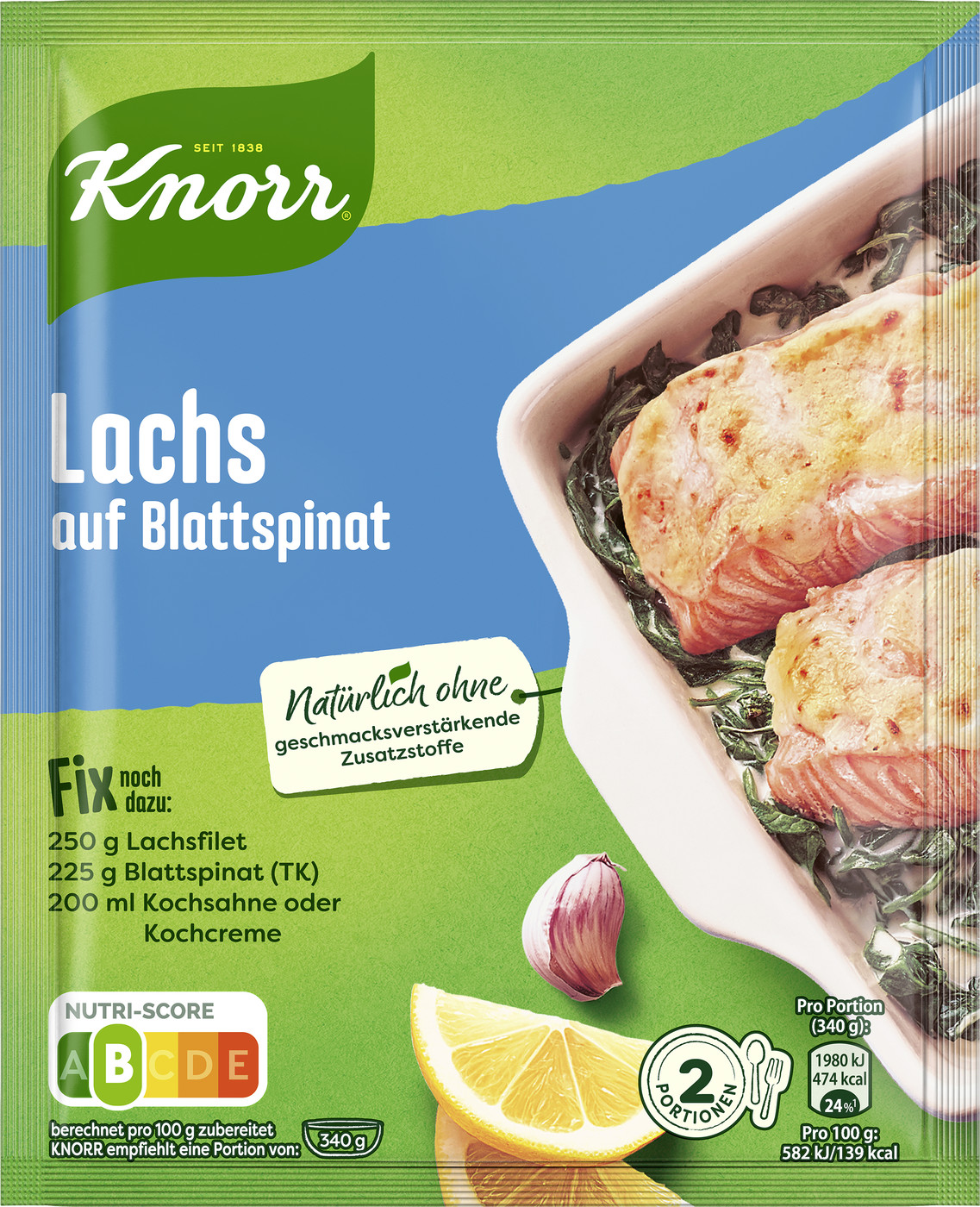 Knorr Fix Lachs auf Blattspinat 28G