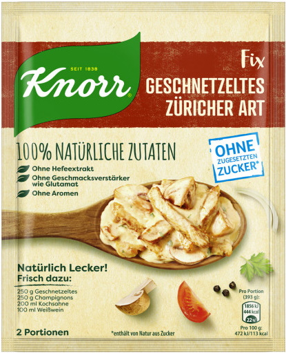 Knorr Natürlich Lecker Geschnetzeltes Züricher Art 30G