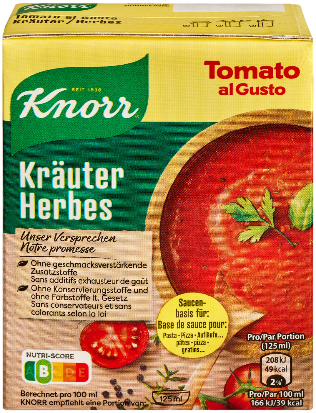 Knorr Tomato al Gusto Kräuter Sauce 370G Knorr Tomato al Gusto Kräuter Sauce 370G