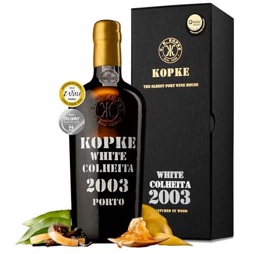 Kopke Weißer Portwein Colheita 2003 - Dessertwein in eleganter Geschenkbox | Portugiesischer Wein, ideal als a Alkohol Geschenke für Männer und Frauen | Portwein Weiss | 0,75l und 20% Vol. Kopke Weißer Portwein Colheita 2003 - Dessertwein in eleganter Geschenkbox | Portugiesischer Wein, ideal als a Alkohol Geschenke für Männer und Frauen | Portwein Weiss | 0,75l und 20% Vol. von KOPKE