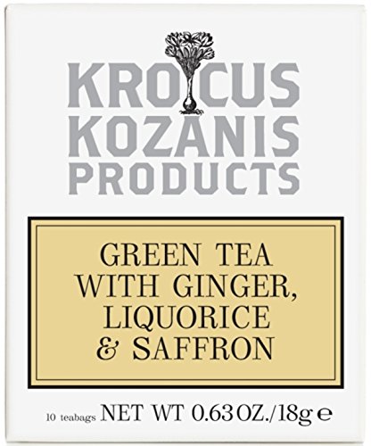 Krocus Kozanis - Green Tea with Ginger, Liquorice & Saffron (10 Tea Bags) …