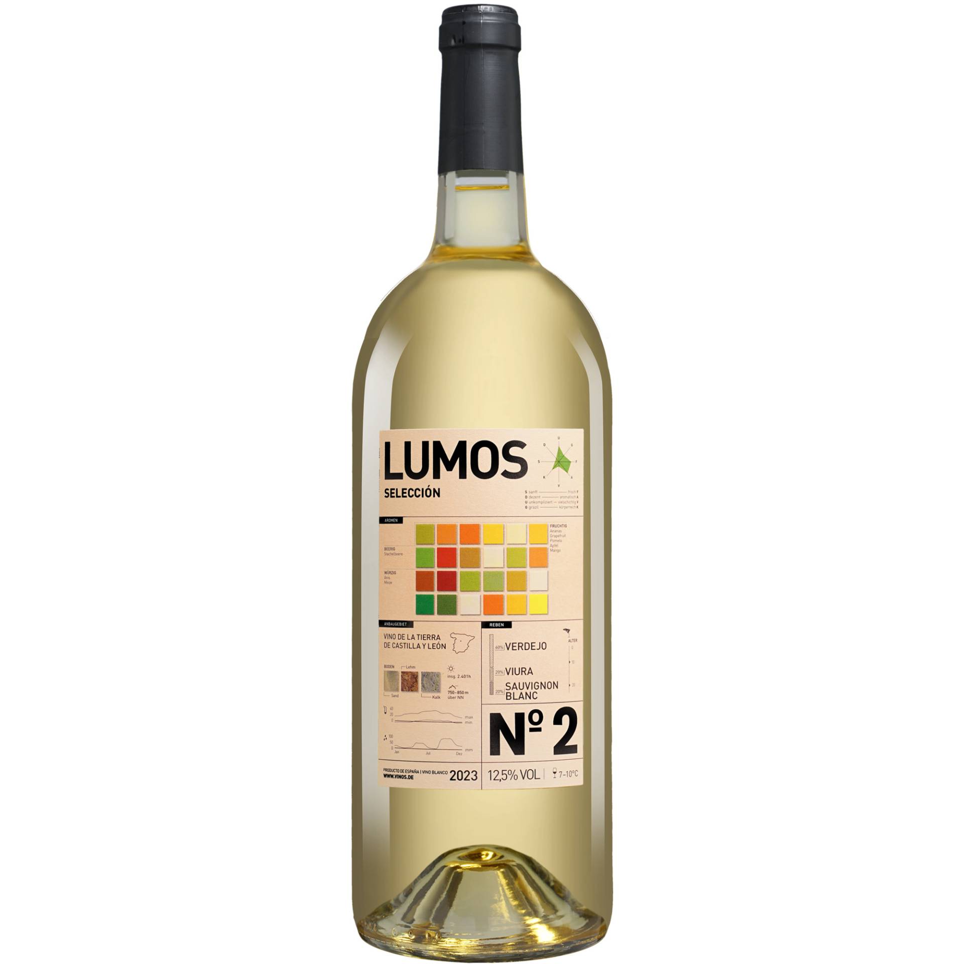 LUMOS No.2 Blanco - 1,5 L. Magnum 2023 1.5L 12.5% Vol. Weißwein Trocken aus Spanien LUMOS No.2 Blanco - 1,5 L. Magnum 2023 1.5L 12.5% Vol. Weißwein Trocken aus Spanien