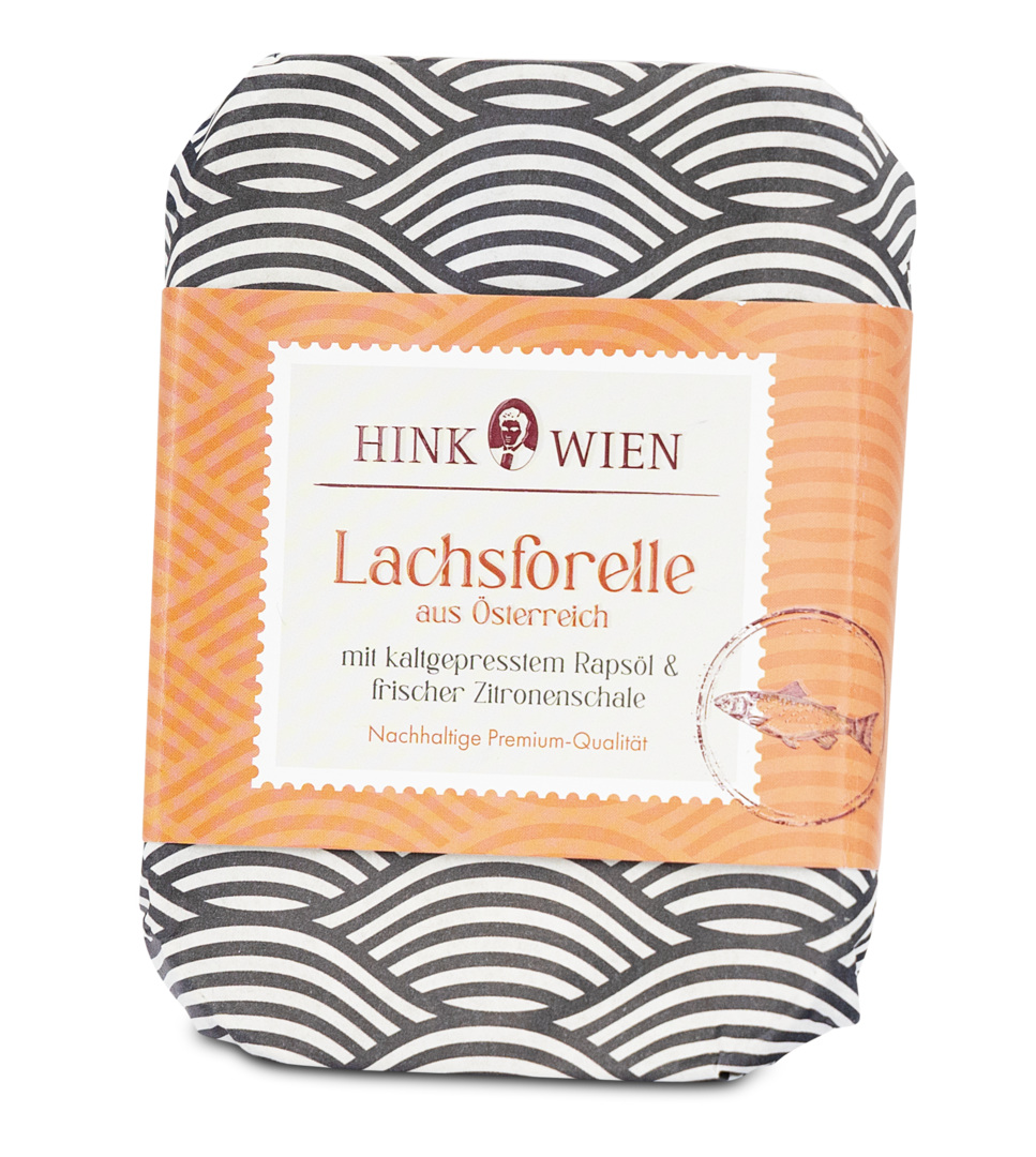 Lachsforelle parfümiert mit frischer Zitronenschale in der Dose von Hink GmbH