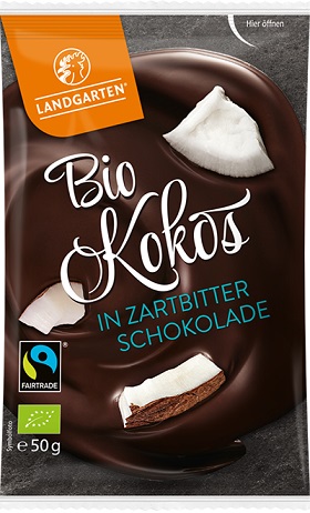 Landgarten Kokos in Zartbitterschokolade Landgarten Kokos in Zartbitterschokolade