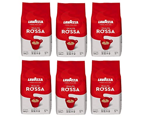 Lavazza Qualita Rossa, Arabica and Robusta Medium Roast Coffee Beans (1KG Pack of 6) von Lavazza