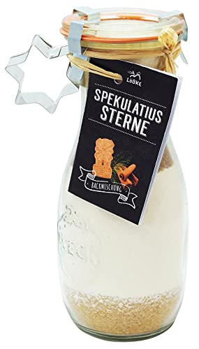 Löbke Hof Backmischung Spekulatius Sterne mit Ausstecher, 530ml Weckflasche