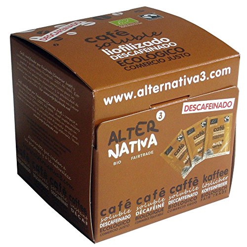 Löslicher entkoffeinierter Kaffee, Bio & Fairtrade, gefriergetrocknet, Schachtel mit 25 Portionsbeuteln von Jlwiy
