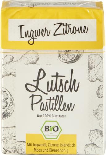 ARIES BIO Ingwer-Zitrone Lutschpastillen – Halsbonbons mit Isländisch Moos Extrakt, Bienenhonig und Bio Ingweröl– 30g von ARIES