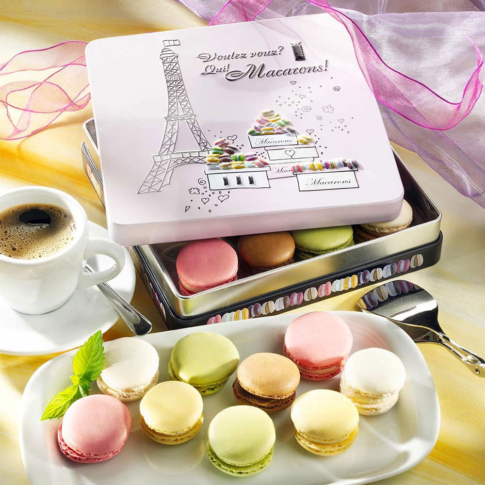 Macarons in Prägedose von Rabbel