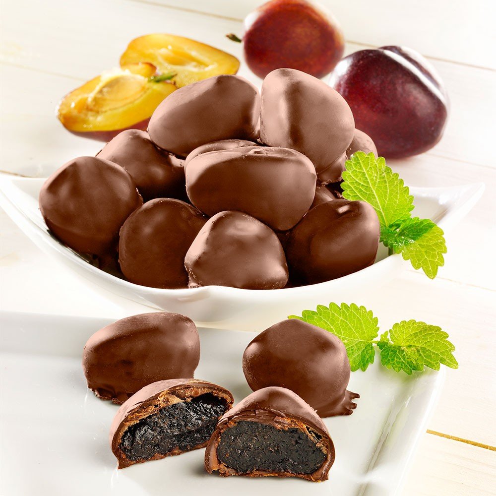Madeira Pflaumen in Zartbitterschokolade
