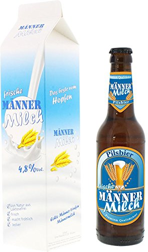 Männermilch Bierflasche 0,33l Pils Biergeschenk Vatertag Scherzartikel von Jlwiy