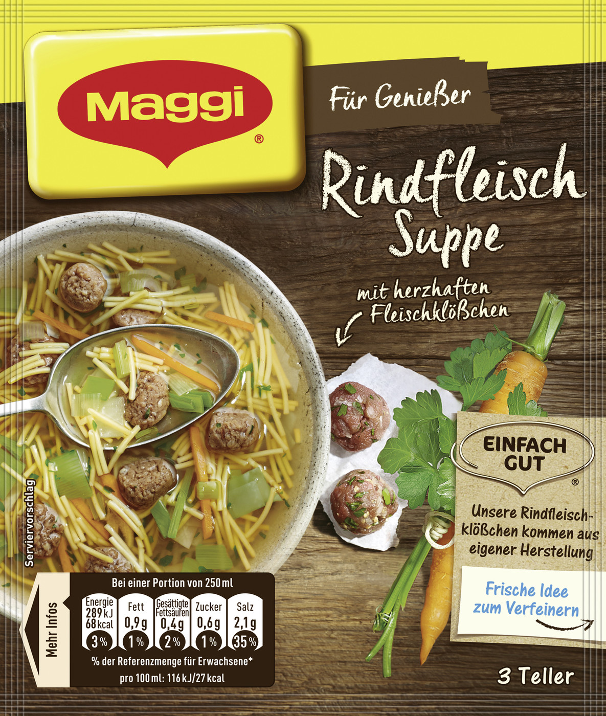 Maggi Für Genießer Rindfleisch Suppe ergibt 750ML