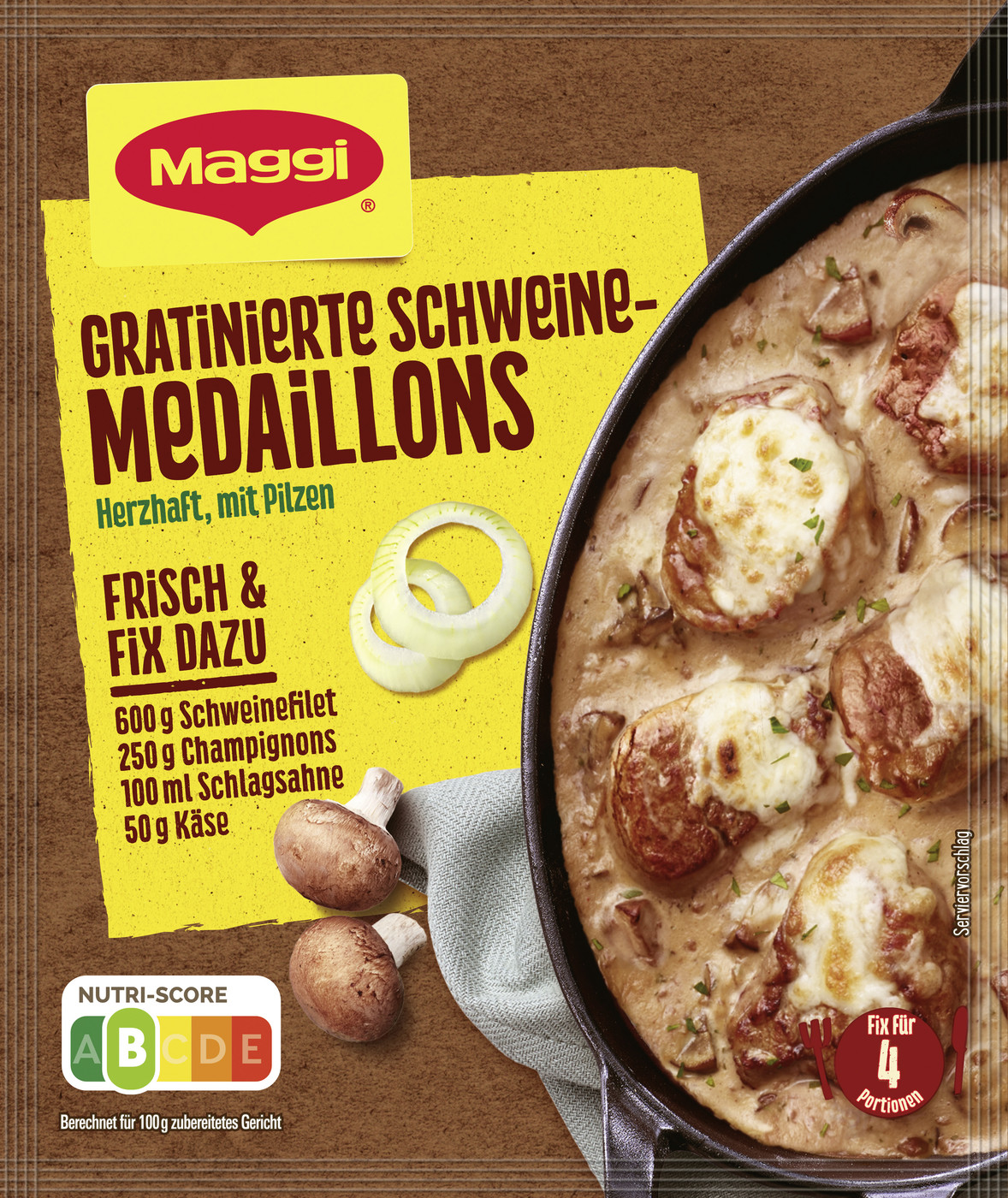 Maggi Idee für Gratinierte Schweine-Medaillons 42G Maggi Idee für Gratinierte Schweine-Medaillons 42G