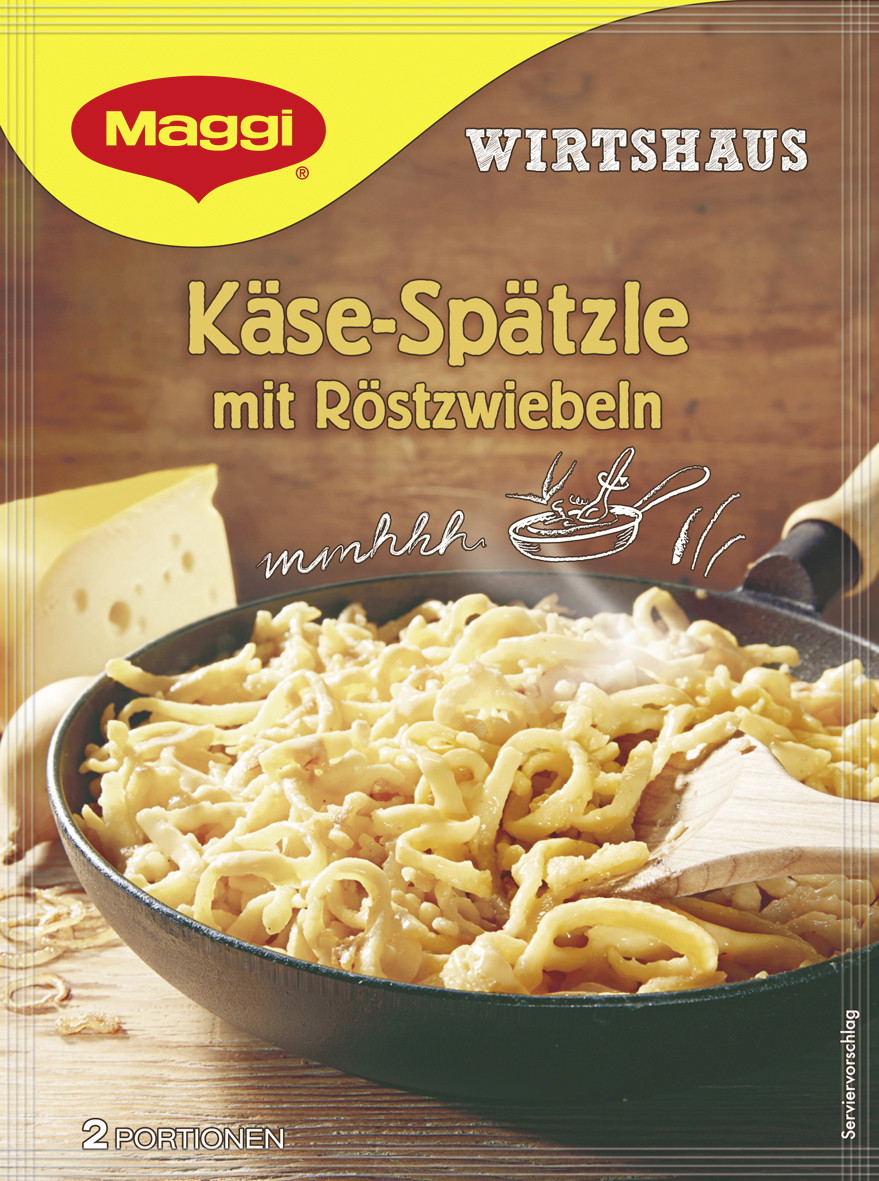 Maggi Wirtshaus Käse-Spätzle mit Röstzwiebeln 119G Maggi Wirtshaus Käse-Spätzle mit Röstzwiebeln 119G