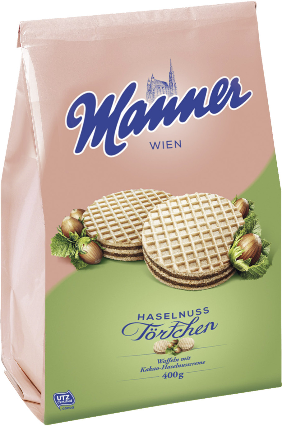 Manner Törtchen mit Kakao-Haselnusscreme 400G Manner Törtchen mit Kakao-Haselnusscreme 400G
