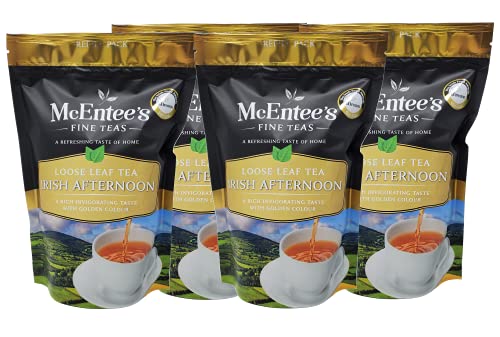 McEntee's Irish Afternoon Loose Tea (4er-Pack), 250-g-Beutel – Loser Tee – Eine kräftige und aromatische Mischung aus losen Schwarztees aus Ceylon, Kenia und Assam von McEntee's Tea
