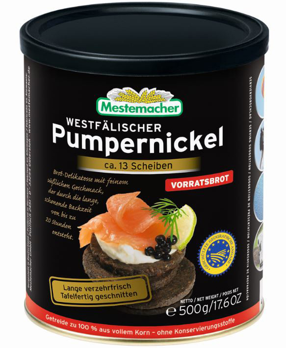 Mestemacher Echt westfälischer Pumpernickel in der Dose 500G Mestemacher Echt westfälischer Pumpernickel in der Dose 500G