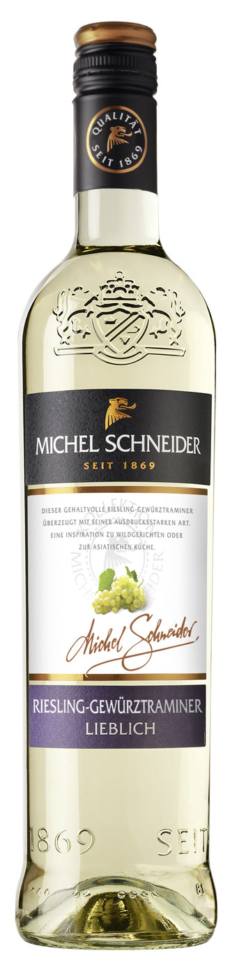 Michel Schneider Riesling Gewürztraminer lieblich 0,75L - Etikett verschmutzt/beschädigt Michel Schneider Riesling Gewürztraminer lieblich 0,75L - Etikett verschmutzt/beschädigt