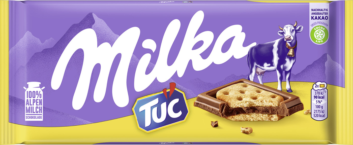 Milka Alpenmilch Schokolade mit TUC-Crackern 87G Milka Alpenmilch Schokolade mit TUC-Crackern 87G