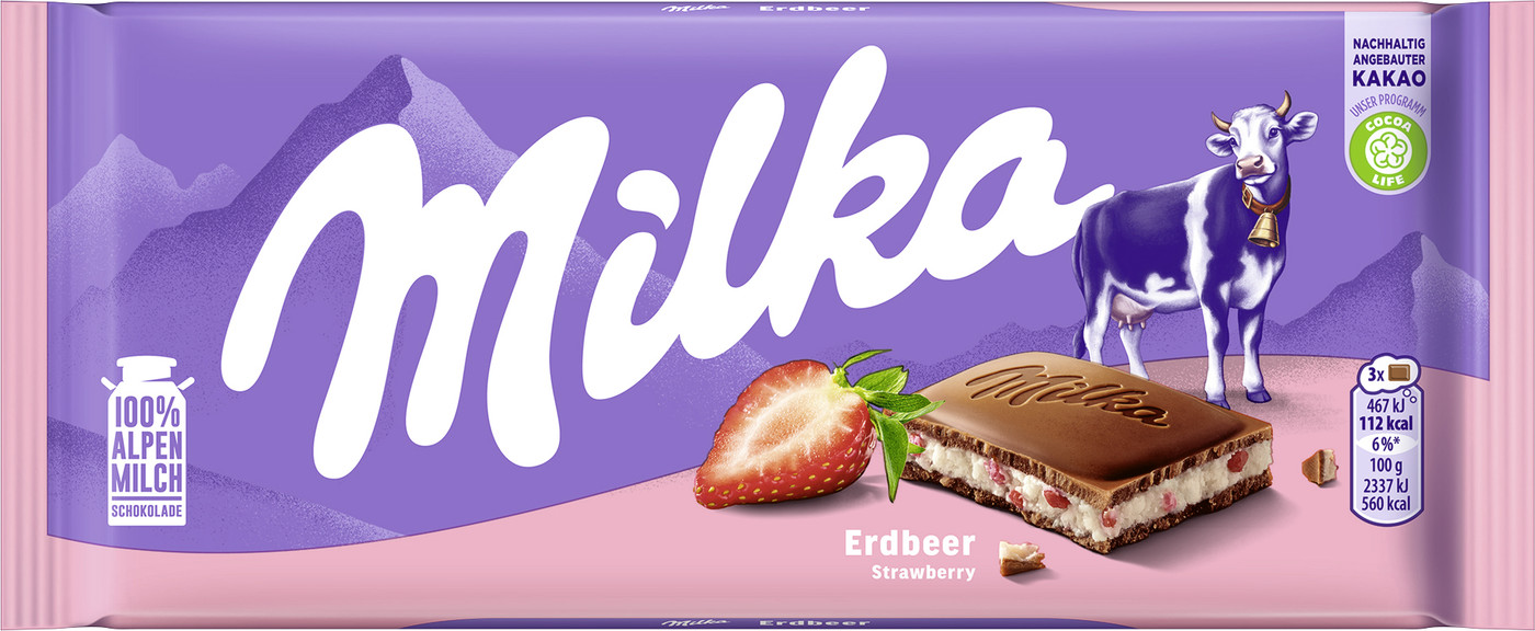 Milka Erdbeer Schokolade 100G