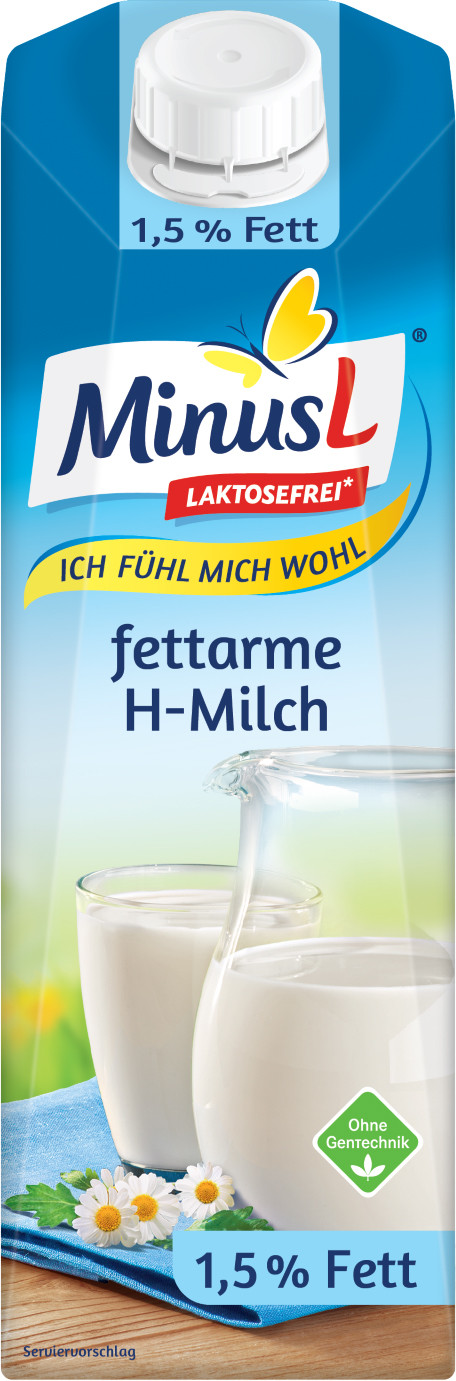Minus L fettarme haltbare Milch 1,5% laktosefrei 1L Minus L fettarme haltbare Milch 1,5% laktosefrei 1L