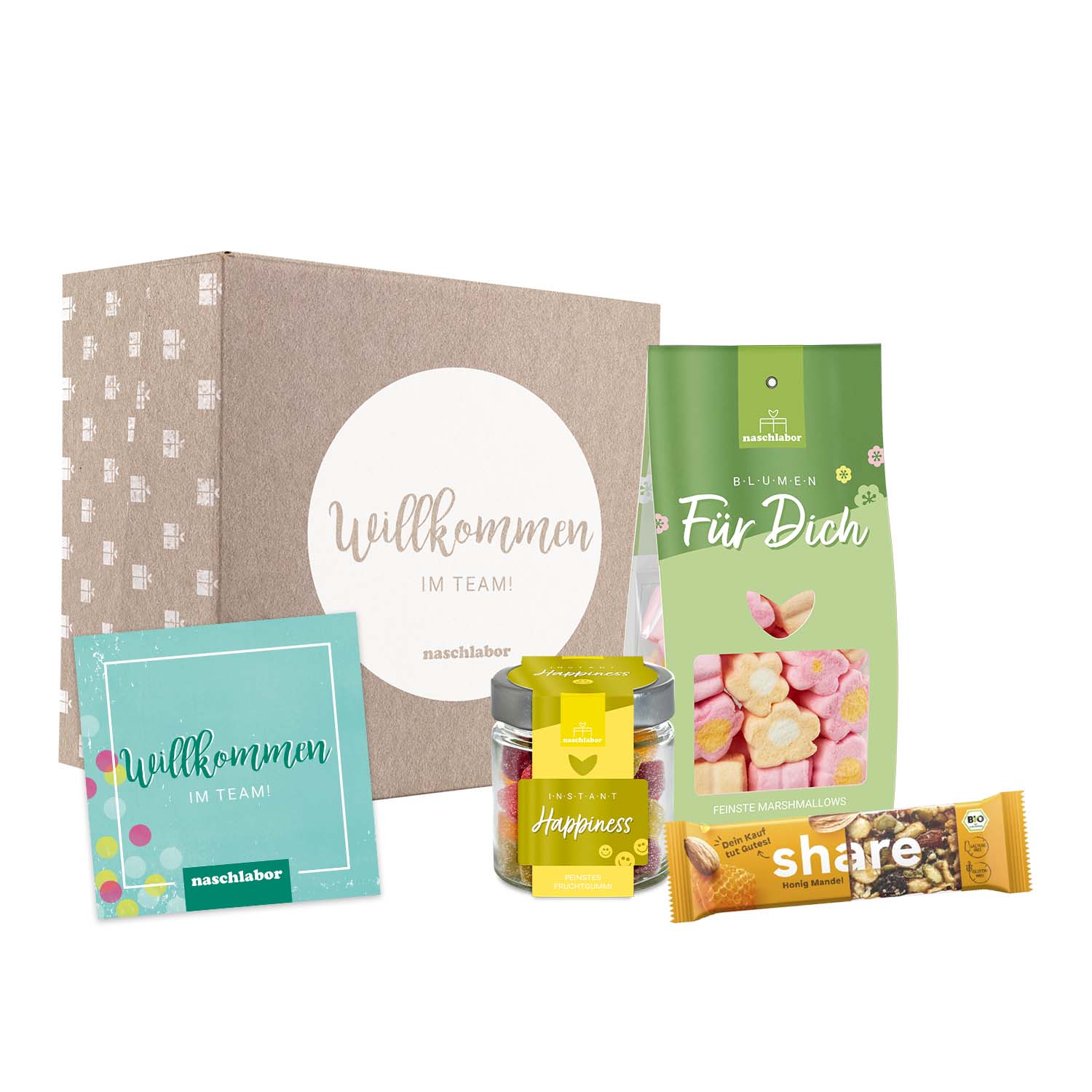 Onboarding Geschenkbox mit hochwertigem Fruchtgummi Mix (inklusive persönliche G...