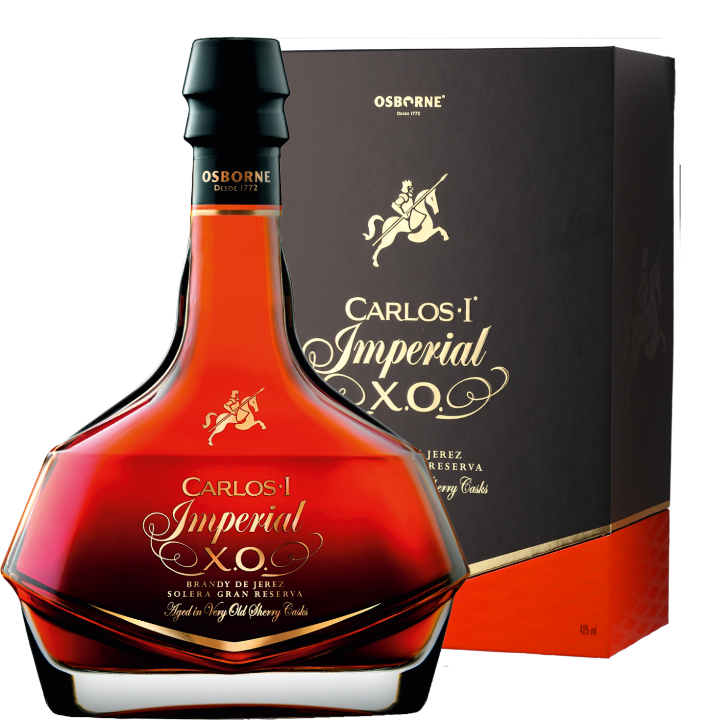Osborne Carlos I Imperial X.O. Brandy de Jerez Solera Gran Reserva in Geschenkverpackung Osborne Carlos I Imperial X.O. Brandy de Jerez Solera Gran Reserva in Geschenkverpackung