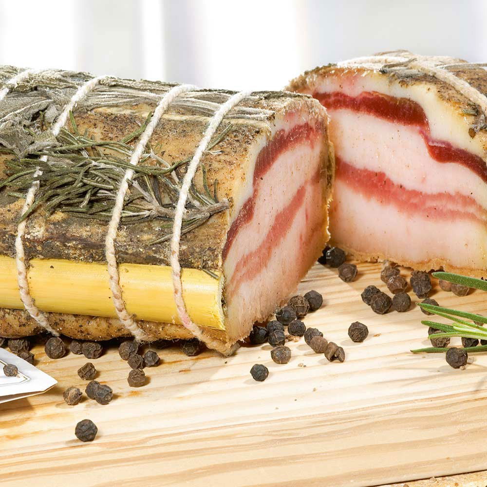 Pancetta mit frischen Kräutern aus der Toskana, im Stück Pancetta mit frischen Kräutern aus der Toskana, im Stück von Falorni