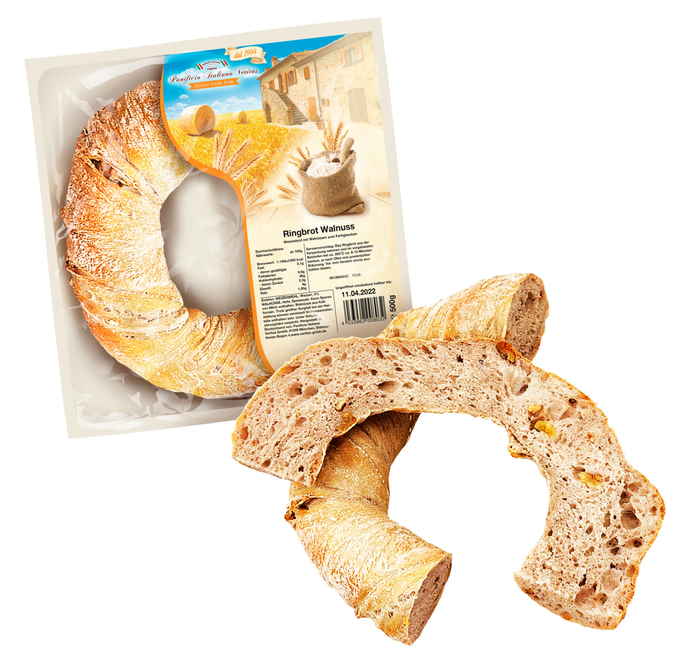 Panificio Italiano Veritas Ringbrot Walnuss 500G Panificio Italiano Veritas Ringbrot Walnuss 500G