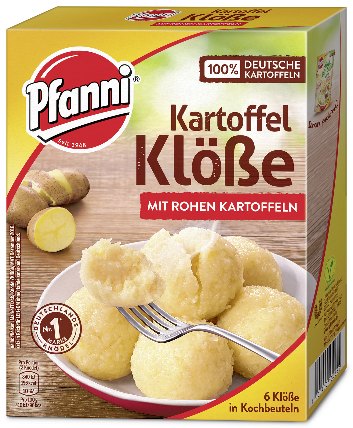 Pfanni Kartoffel Klöße mit rohen Kartoffeln für 6 Stück 200G Pfanni Kartoffel Klöße mit rohen Kartoffeln für 6 Stück 200G