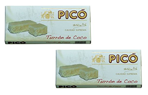 Picó - Das Paket enthält 2 Turron de Coco - Kokosnussturron - Höchste Qualität - 300gr (Kein Gluten) - Spanisch nougat / Spanisch turron