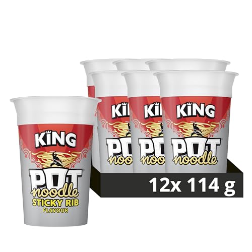 Pot Noodle Sticky Rib King Pot Instant Vegan* Snack Quick to Make Nudeln 12x 114g von Pot Noodle