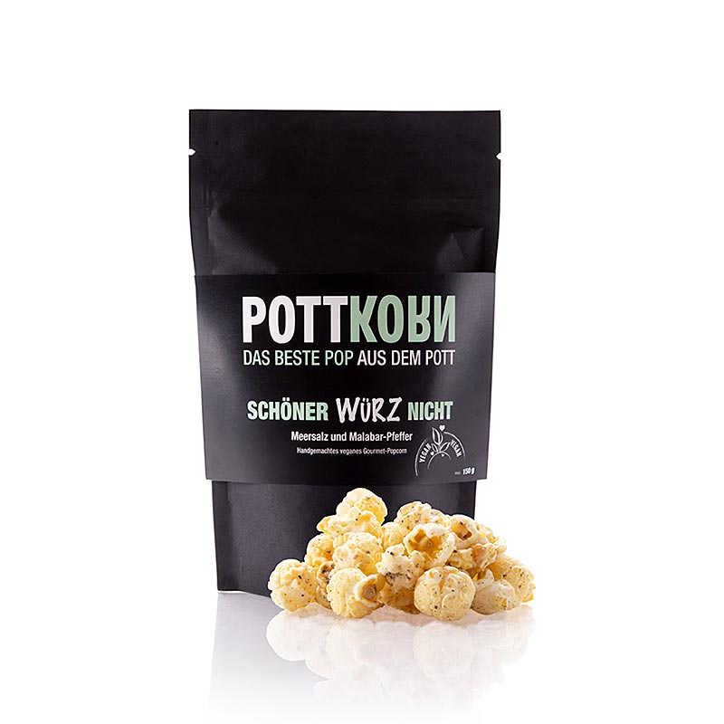 Pottkorn - Schöner Würz Nicht, Popcorn mit Malabar Pfeffer & Meersalz, vegan, 150 g