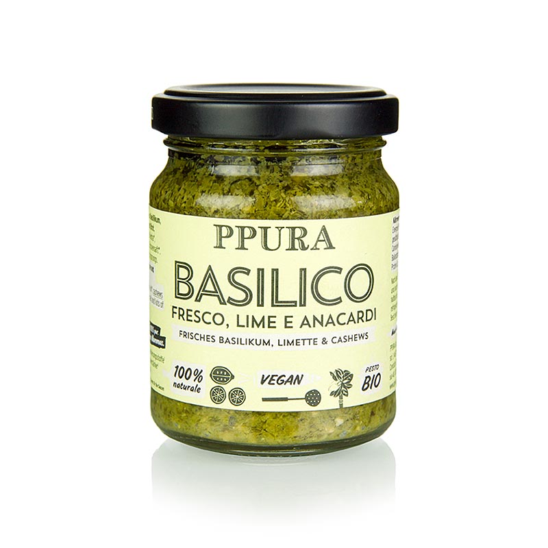 Ppura Pesto Basilico mit Limette und Cashewkernen, vegan,  BIO, 120 g