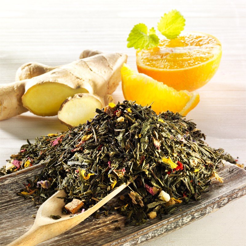 Rauf Tee aromatisierter Grüntee Ingwer-Orange von Rauf Tee