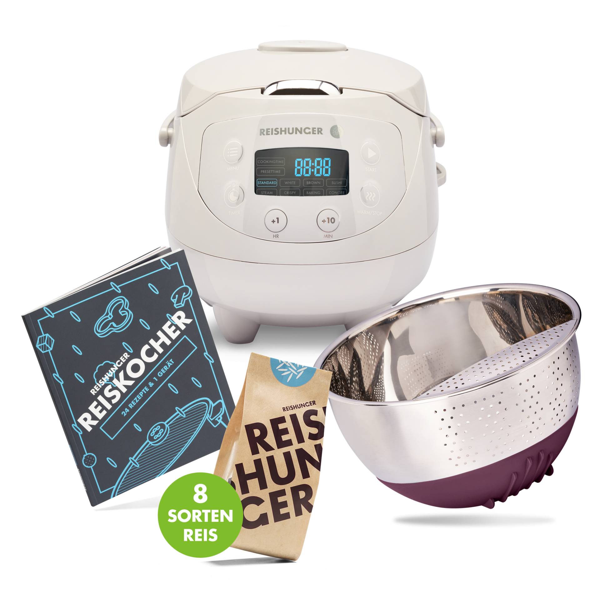 Reishunger Digitaler Mini Reiskocher Starter Set | Grau Reishunger Digitaler Mini Reiskocher Starter Set | Grau