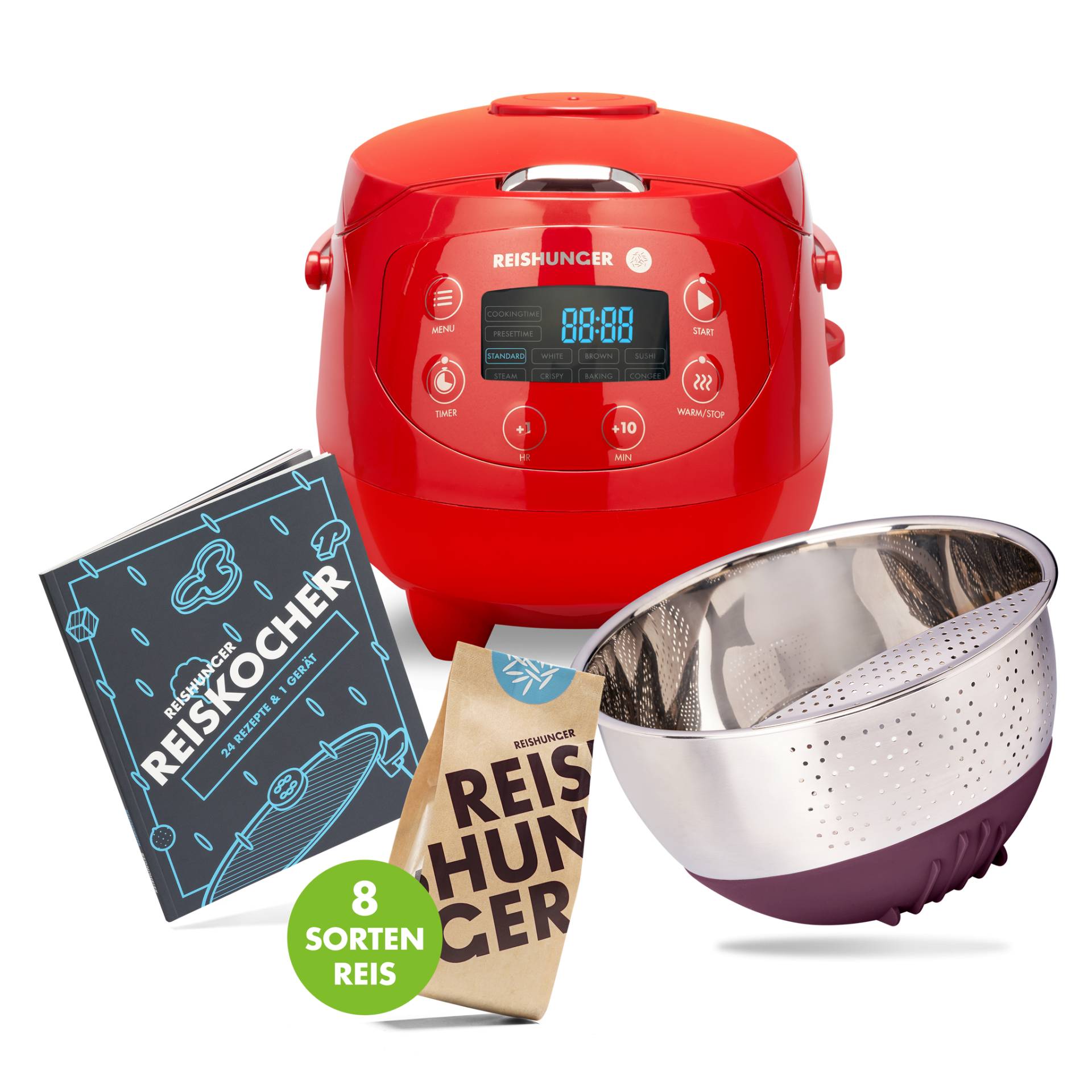 Reishunger Digitaler Mini Reiskocher Starter Set | Rot Reishunger Digitaler Mini Reiskocher Starter Set | Rot