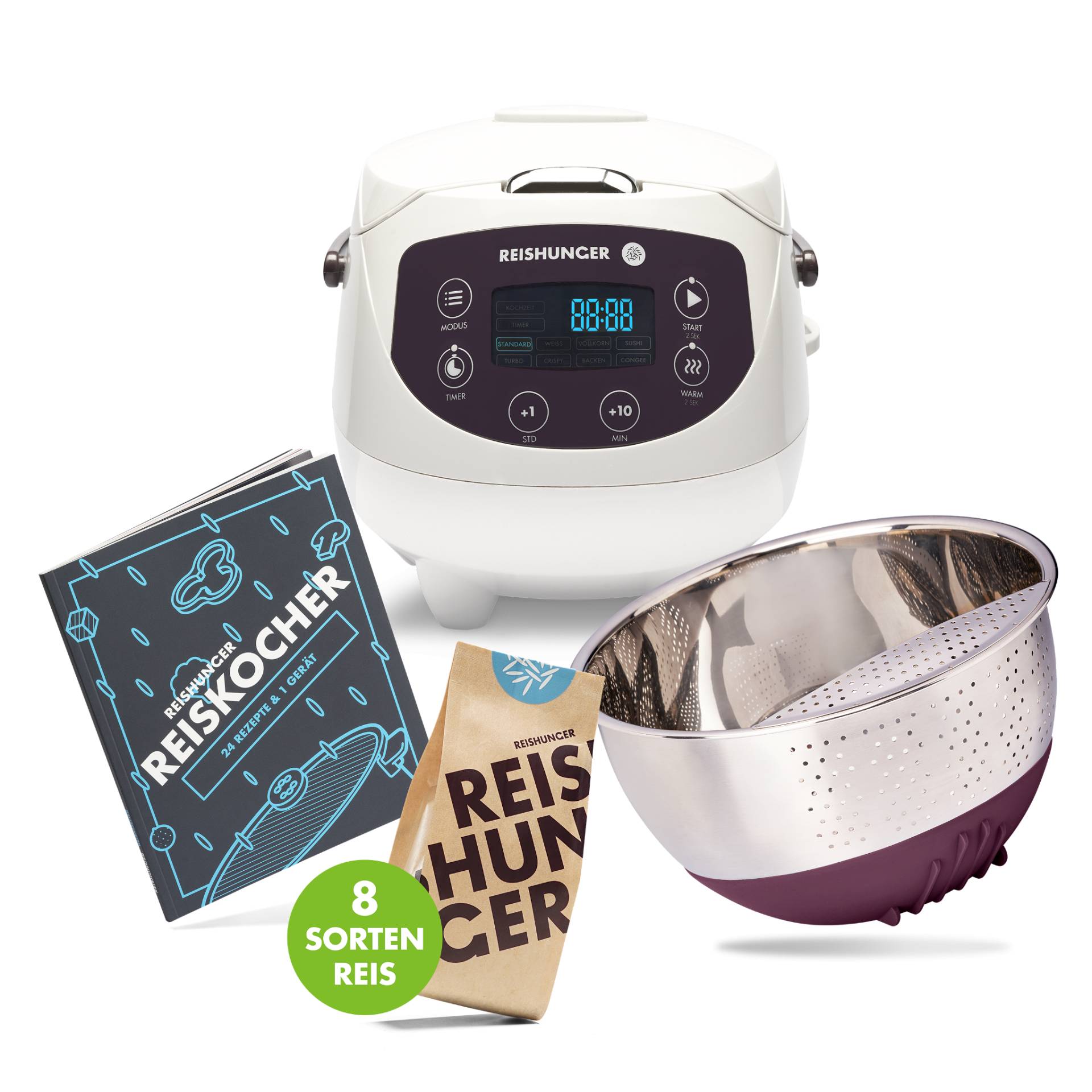Reishunger Digitaler Mini Reiskocher Starter Set | Weiß
