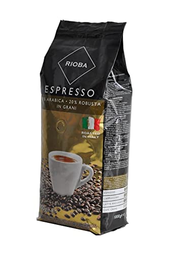 Rioba Gold Grani Espresso, gerösteter Kaffee, ganze Bohnen, 80% Arabica & 20% Robusta, 1000g Rioba Gold Grani Espresso, gerösteter Kaffee, ganze Bohnen, 80% Arabica & 20% Robusta, 1000g von Rioba