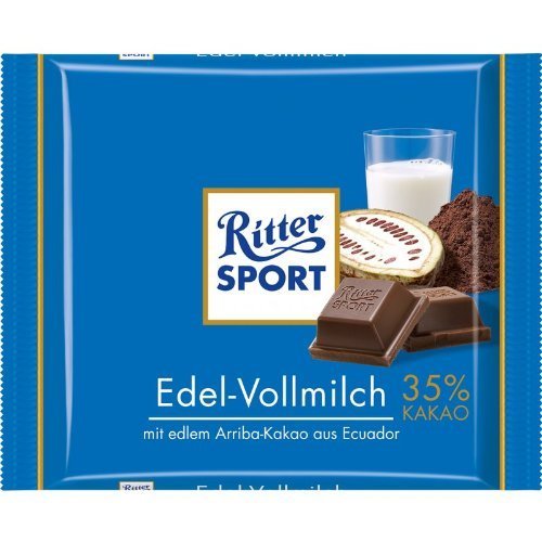 Ritter Sport Edel-Vollmilch / milk chocolate (3 Bars each 100g) - fresh from Germany by Ritter Sport von Ritter Sport