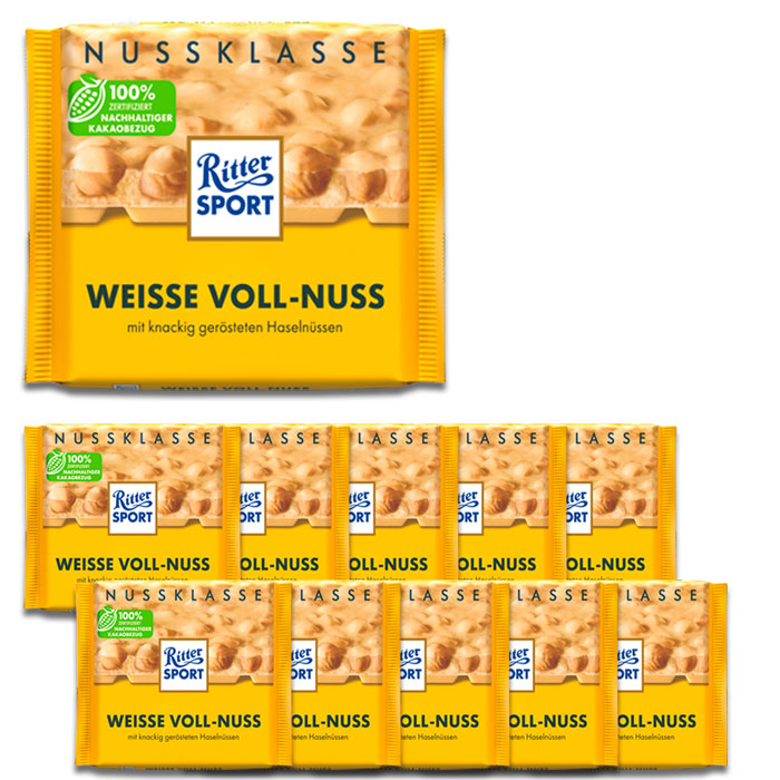 Ritter Sport Nuss Klasse Weisse Voll-Nuss 10x100G