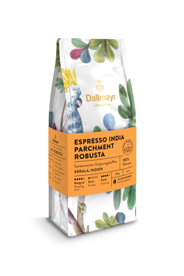 Röstkunst Espresso India Parchment Robusta 250g ganze Bohne Röstkunst Espresso India Parchment Robusta 250g ganze Bohne von Alois Dallmayr Kaffee OHG