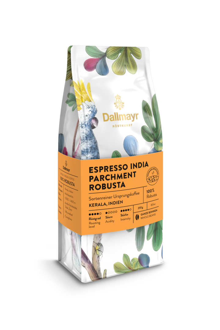 Röstkunst Espresso Indien Parchment Robusta 250g ganze Bohne von Alois Dallmayr Kaffee OHG