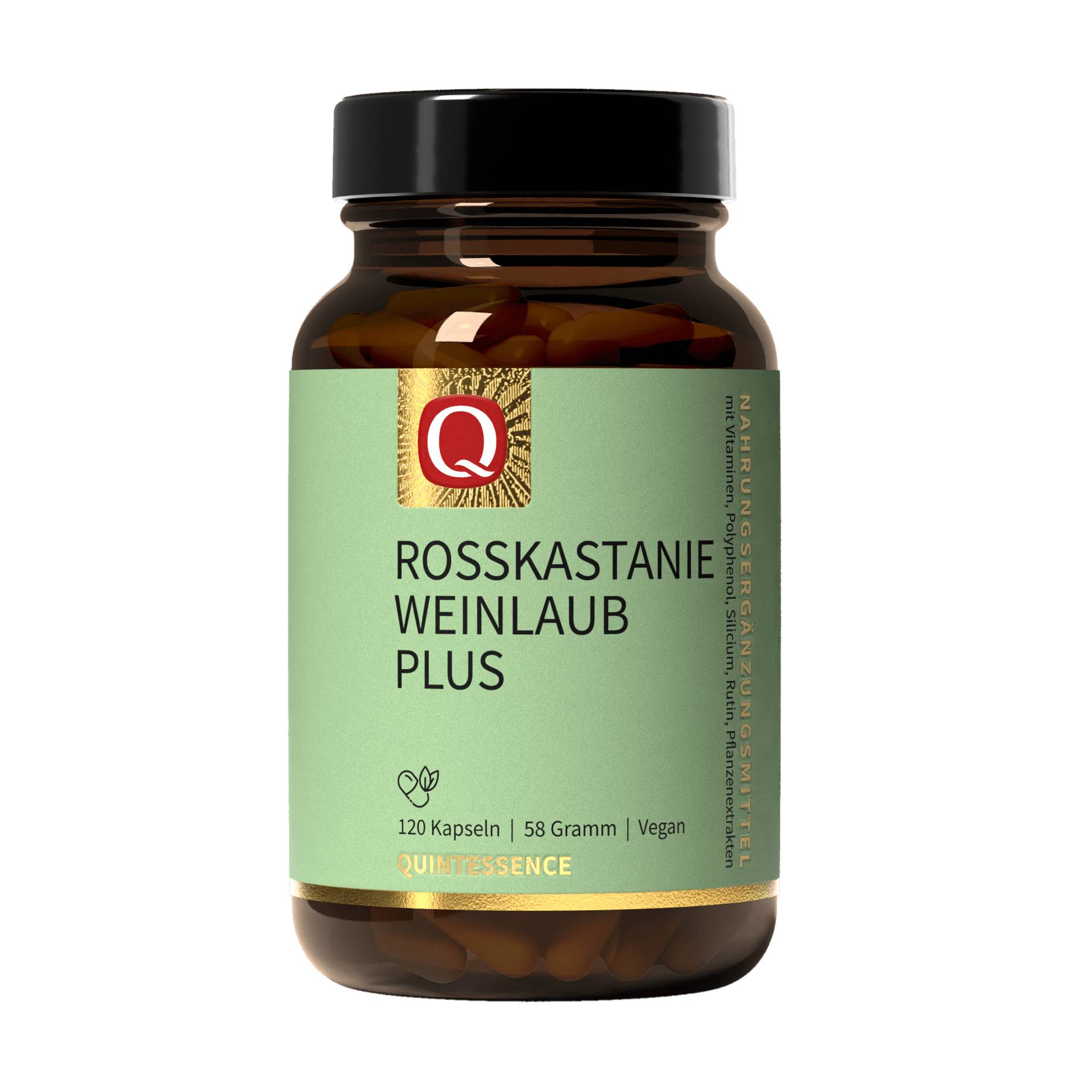 Rosskastanie Weinlaub Plus 120 Kapseln - Vitamin-Pflanzenstoff-Mix - Vegan - Quintessence von Quintessence