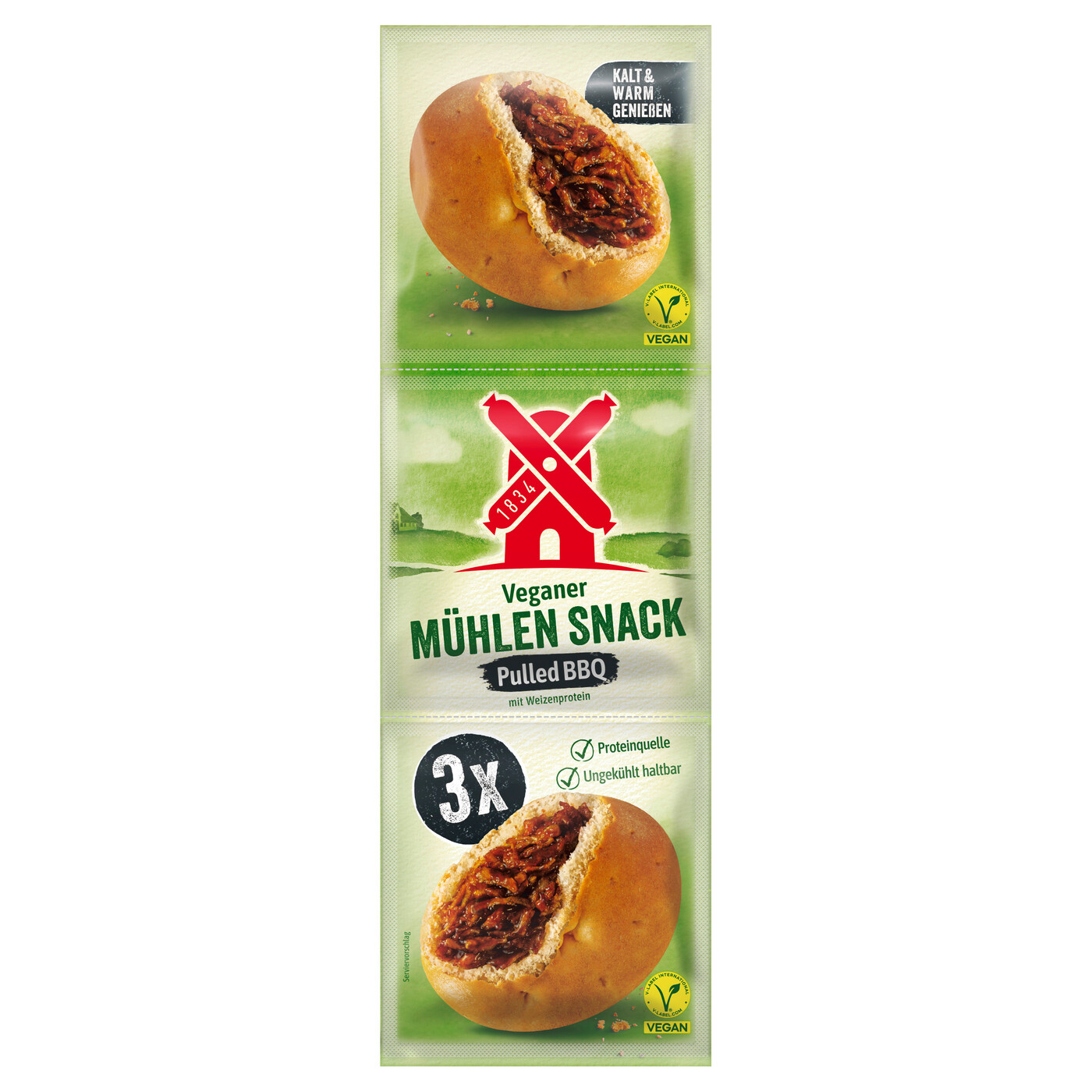 Rügenwalder Mühle Veganer Mühlen Snack Paulled Pork 3x 40G