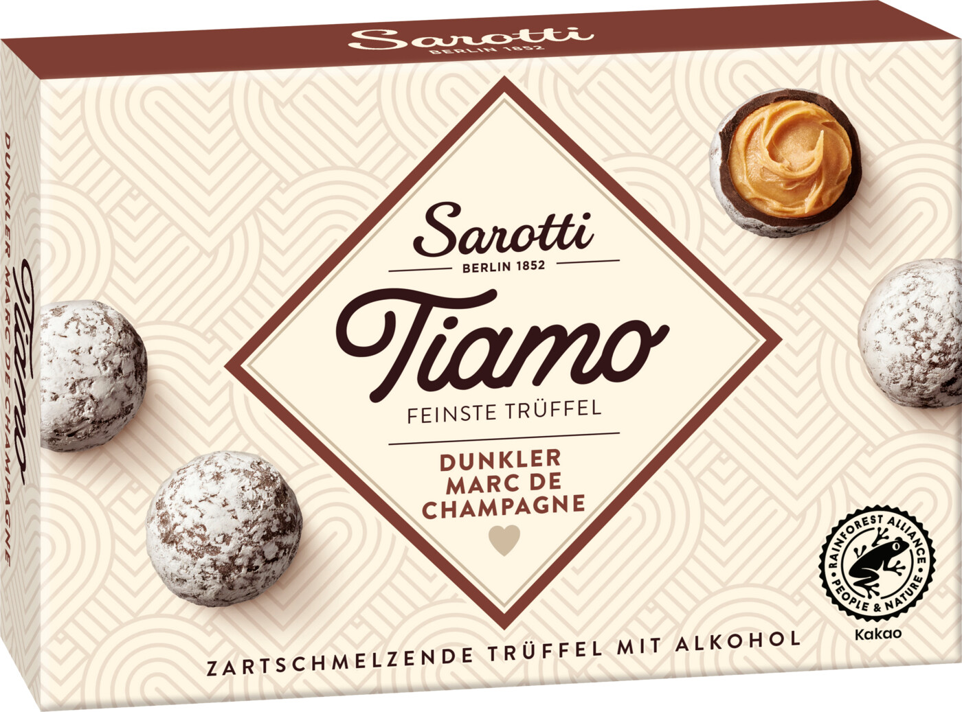 Sarotti Tiamo Feinste Trüffel dunkler Marc de Champagne 125G Sarotti Tiamo Feinste Trüffel dunkler Marc de Champagne 125G