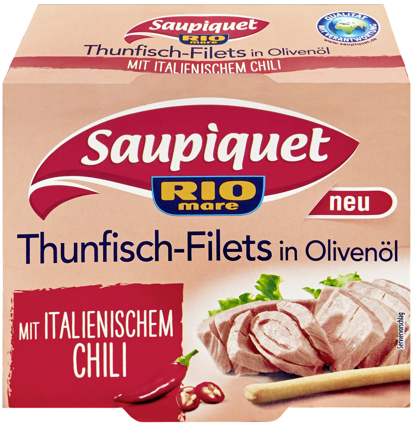 Saupiquet Thunfisch-Filets in Olivenöl mit italienischem Chili 130G Saupiquet Thunfisch-Filets in Olivenöl mit italienischem Chili 130G