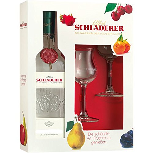 Schladerer Kirschwasser (1 x 0.7 l) Geschenkpackung mit 2 original Schladerer von Schladerer