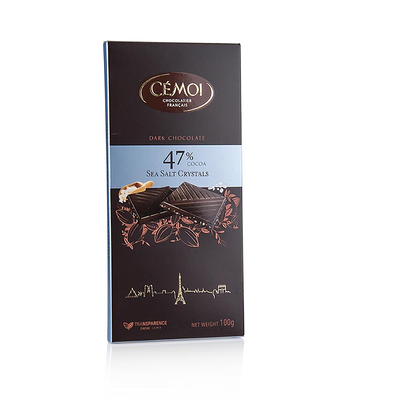 Schokoladen Tafel Zartbitter 47% Kakao, mit Fleur de Sel, 100g, Cémoi, 100 g