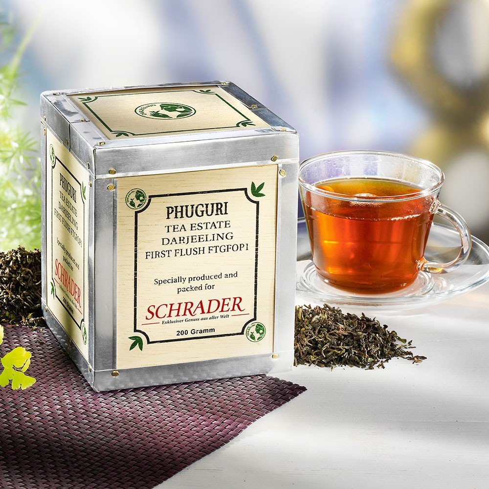Schrader Schwarzer Tee Darjeeling First Flush Phuguri FTGFOP1 Bio von Schrader